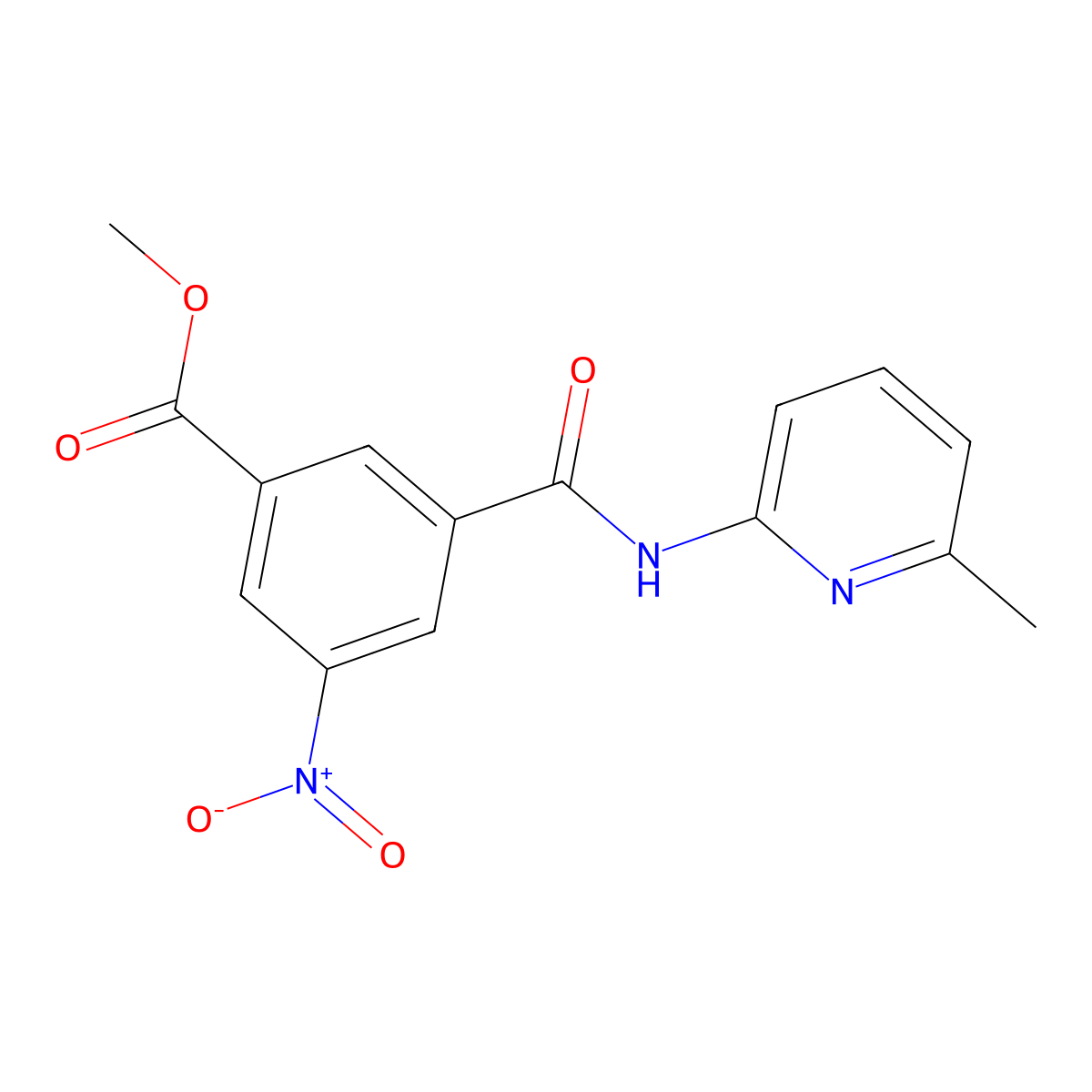 Methyl 3-[(6-methylpyridin-2-yl)carbamoyl]-5-nitrobenzoate molecular structure, CAS 329932-29-8