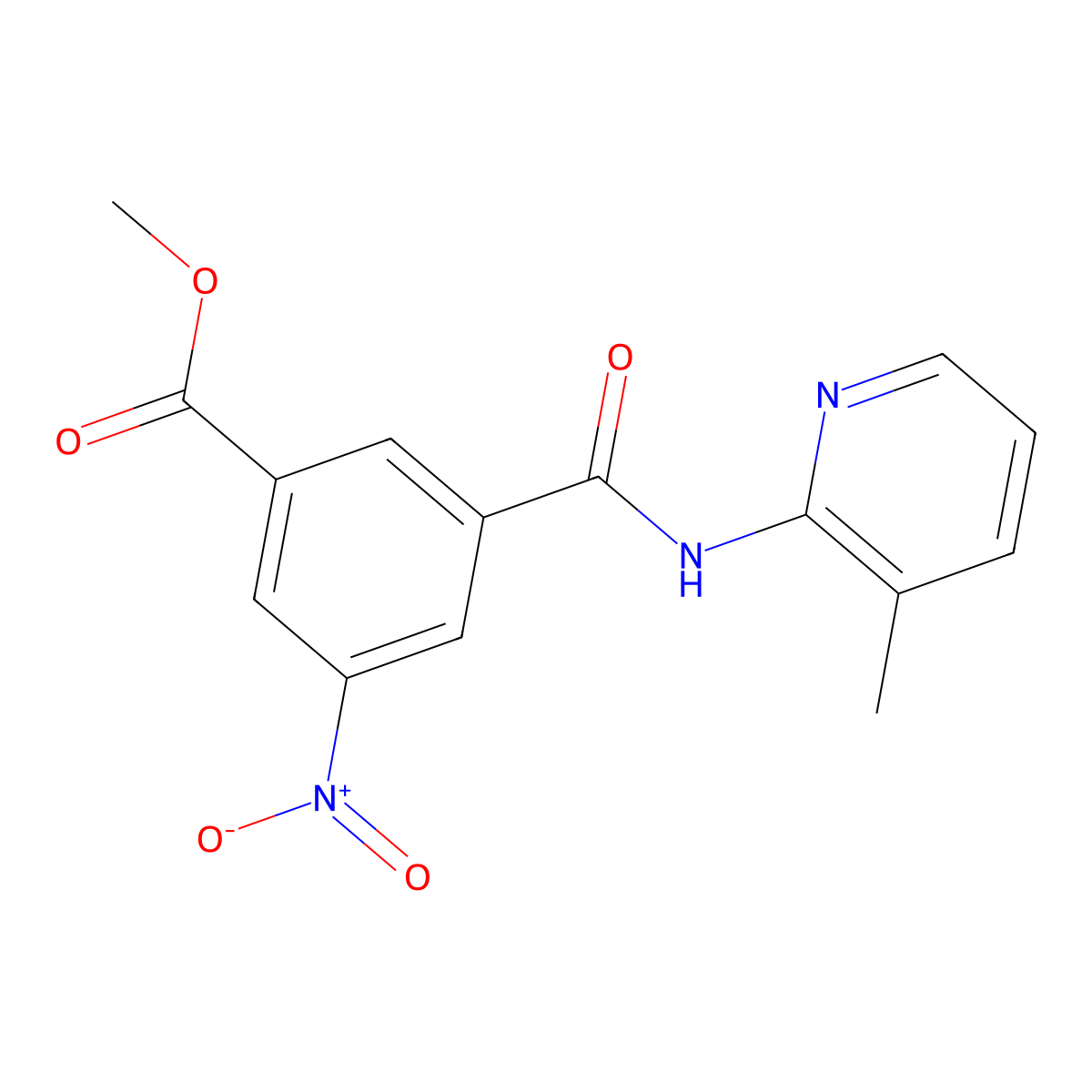 Methyl 3-[(3-methylpyridin-2-yl)carbamoyl]-5-nitrobenzoate molecular structure, CAS 329932-32-3