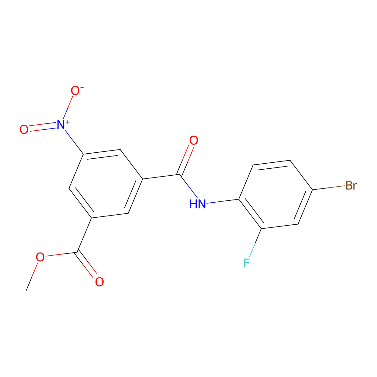 Methyl 3-[(4-bromo-2-fluorophenyl)carbamoyl]-5-nitrobenzoate molecular structure, CAS 329932-35-6