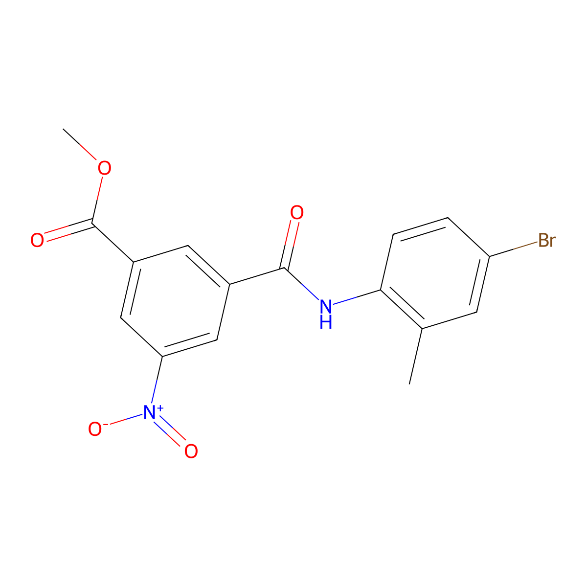 Methyl 3-[(4-bromo-2-methylanilino)carbonyl]-5-nitrobenzoate molecular structure, CAS 329932-36-7