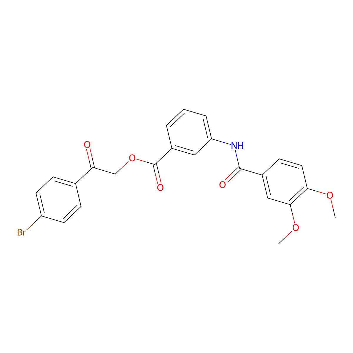 2-(4-Bromophenyl)-2-oxoethyl 3-[(3,4-dimethoxybenzoyl)amino]benzoate molecular structure, CAS 329932-60-7