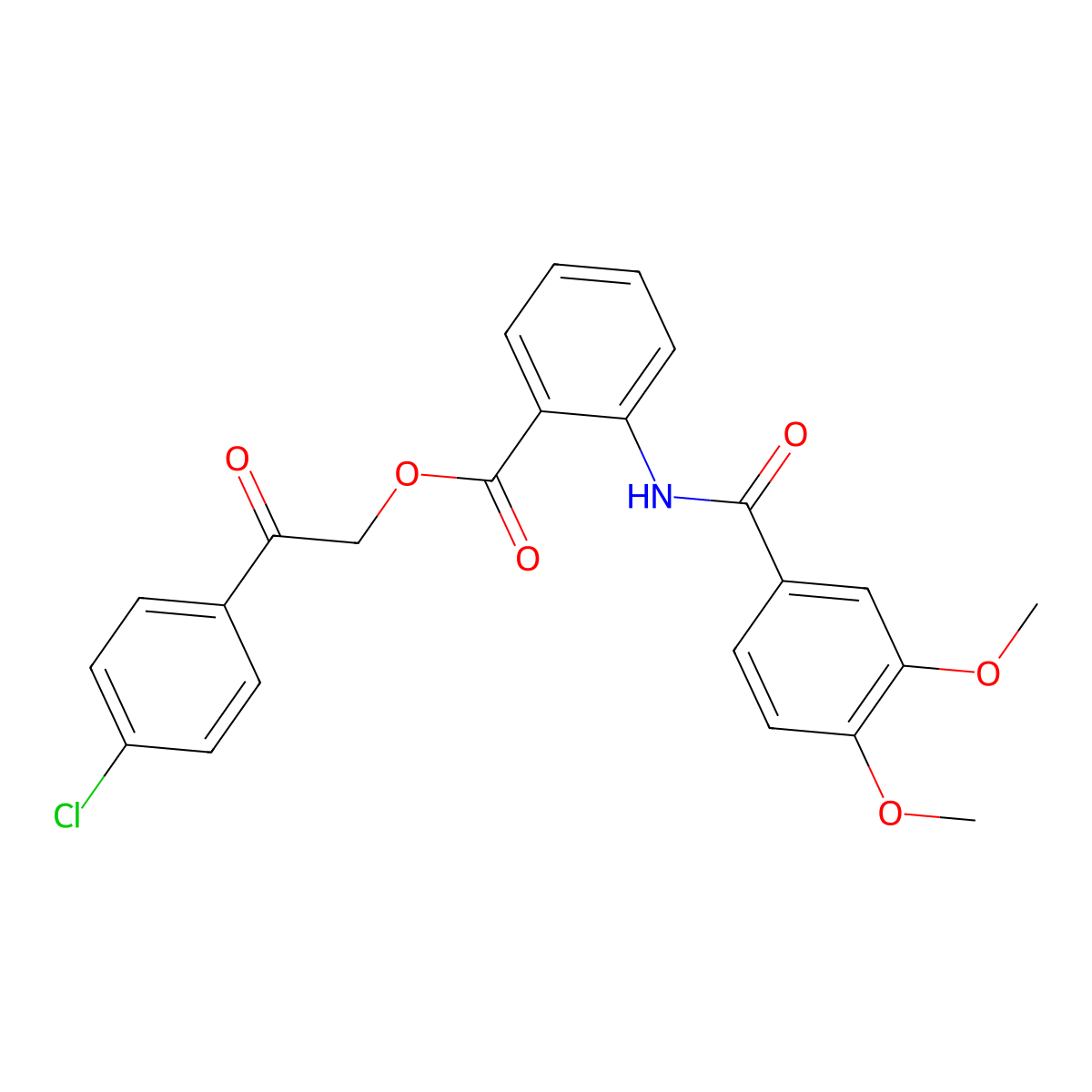 2-(4-Chlorophenyl)-2-oxoethyl 2-[(3,4-dimethoxybenzoyl)amino]benzoate molecular structure, CAS 329932-69-6