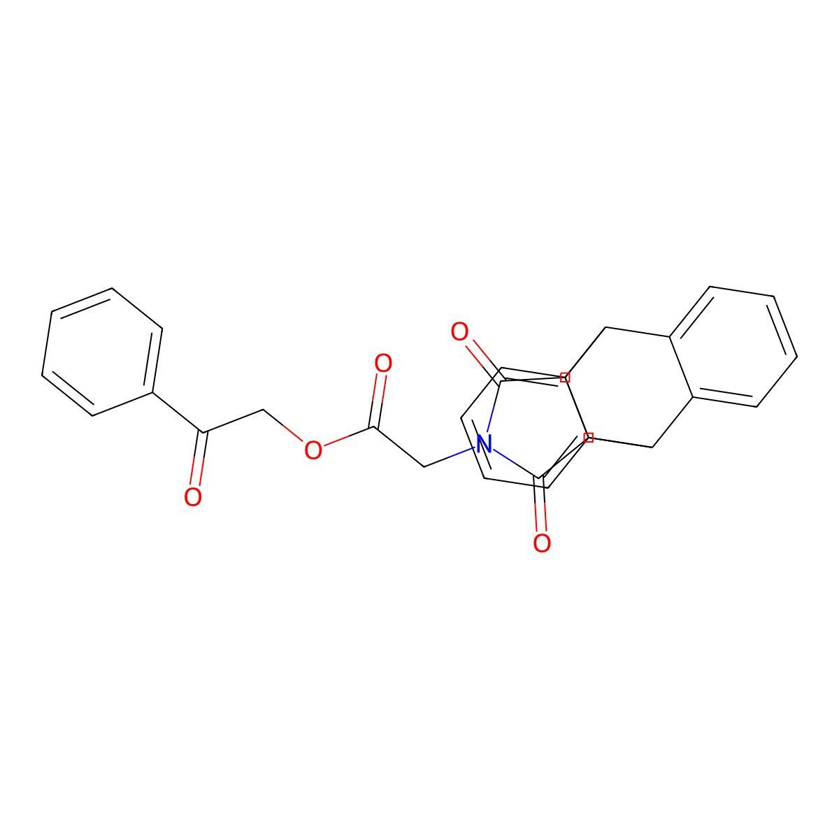 2-Oxo-2-phenylethyl (16,18-dioxo-17-azapentacyclo[6.6.5.0~2,7~.0~9,14~.0~15,19~]nonadeca-2,4,6,9,11,13-hexaen-17-yl)acetate molecular structure, CAS 329933-56-4
