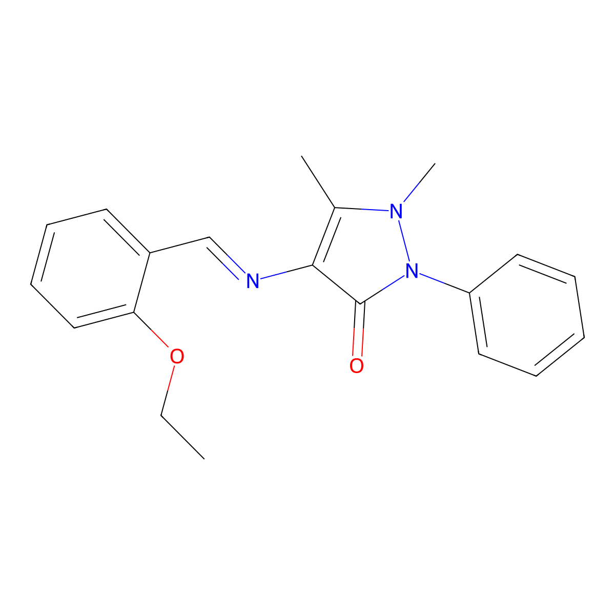 4-[(2-Ethoxyphenyl)methylideneamino]-1,5-dimethyl-2-phenylpyrazol-3-one molecular structure, CAS 329934-34-1