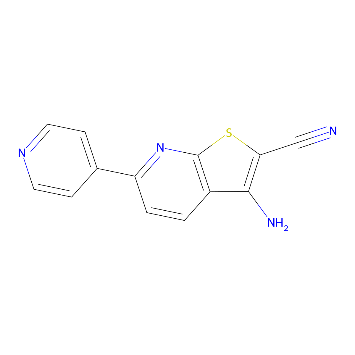 3-Amino-6-(pyridin-4-yl)thieno[2,3-b]pyridine-2-carbonitrile molecular structure, CAS 329934-84-1