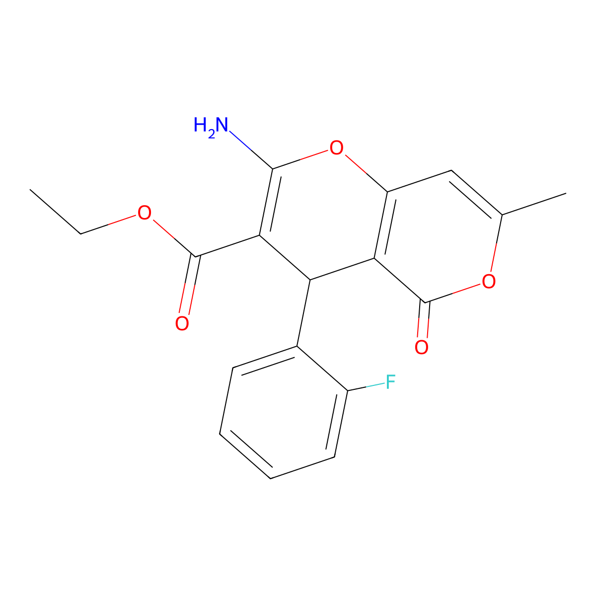 ethyl 2-amino-4-(2-fluorophenyl)-7-methyl-5-oxo-4H,5H-pyrano[4,3-b]pyran-3-carboxylate molecular structure, CAS 329934-89-6