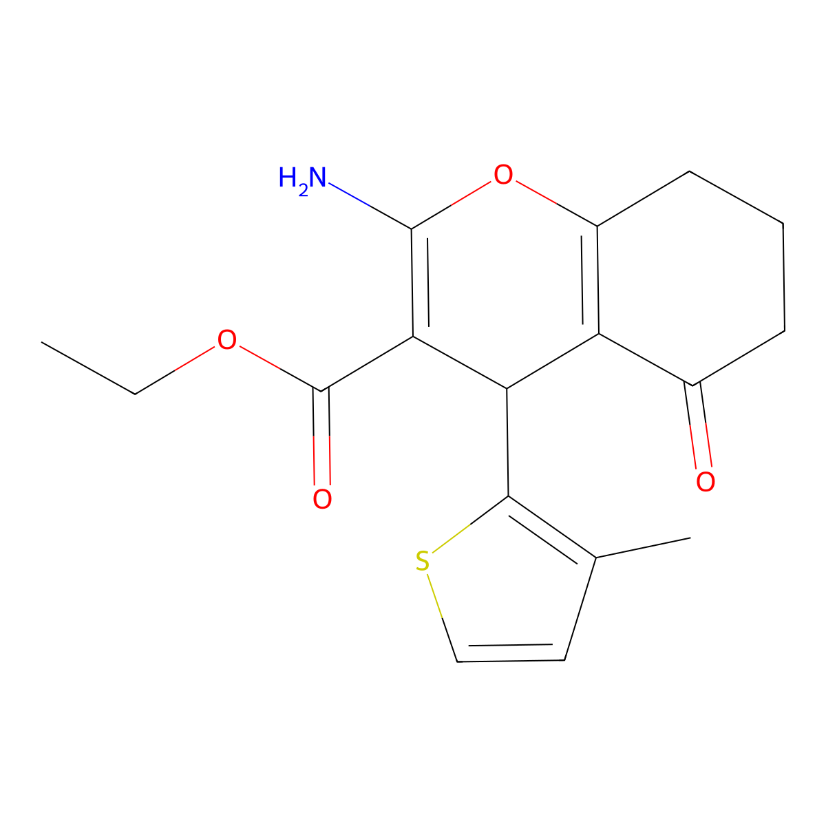 ethyl 2-amino-4-(3-methyl-2-thienyl)-5-oxo-5,6,7,8-tetrahydro-4H-chromene-3-carboxylate molecular structure, CAS 329934-93-2