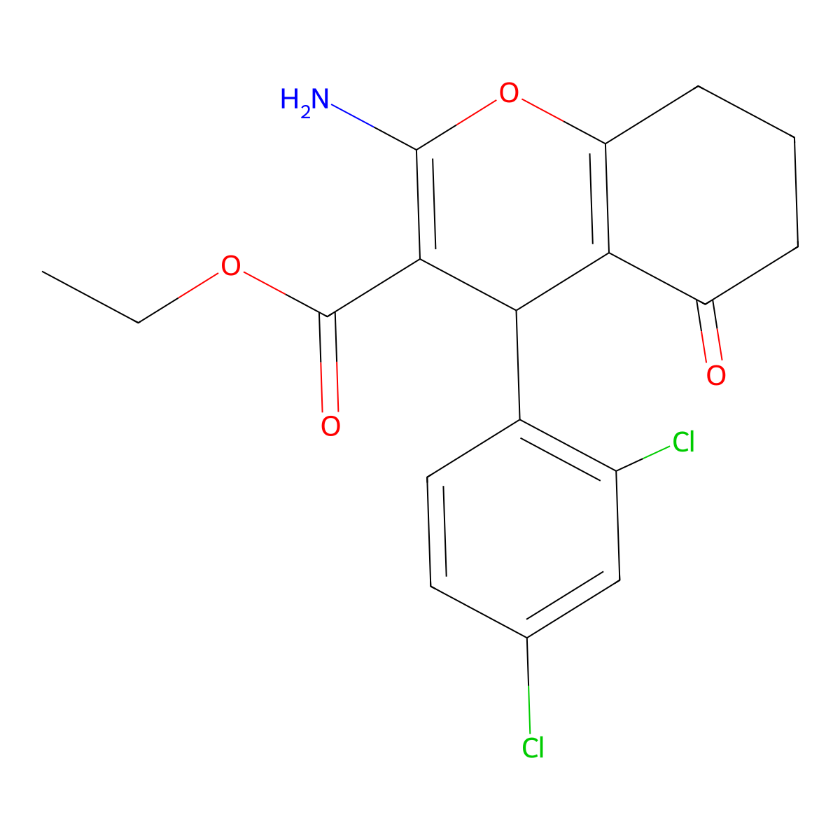 ethyl 2-amino-4-(2,4-dichlorophenyl)-5-oxo-5,6,7,8-tetrahydro-4H-chromene-3-carboxylate molecular structure, CAS 329934-95-4