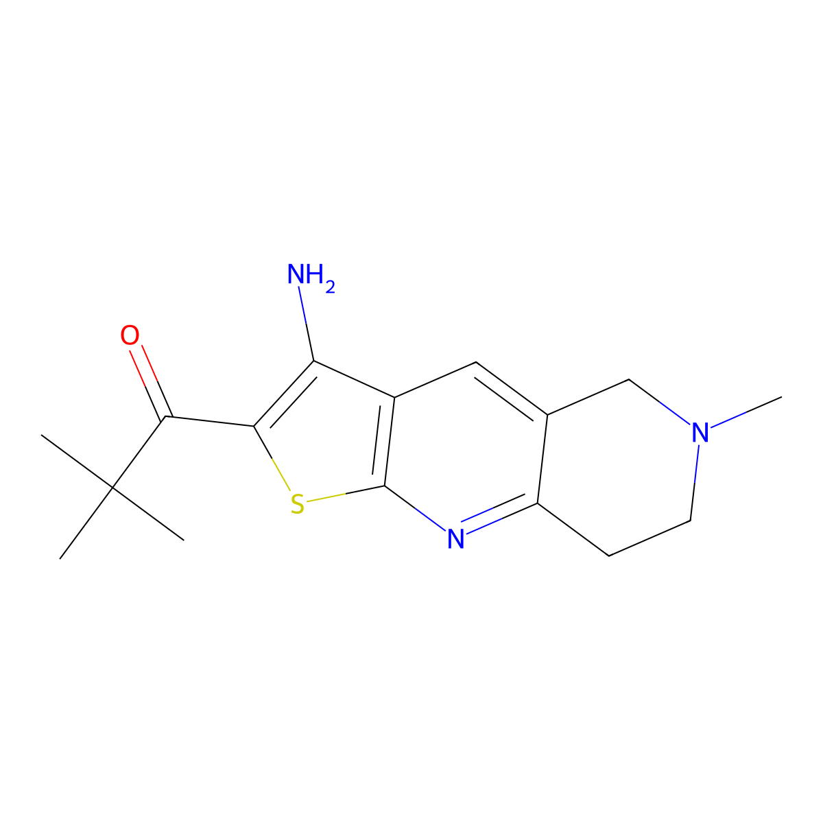 1-(3-Amino-6-methyl-5,6,7,8-tetrahydrothieno[2,3-b][1,6]naphthyridin-2-yl)-2,2-dimethyl-1-propanone molecular structure, CAS 329935-01-5