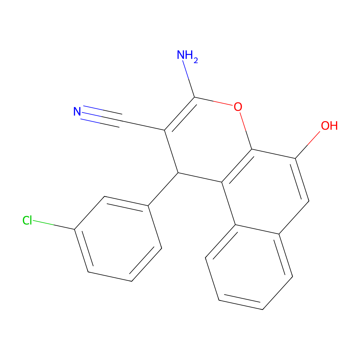 3-amino-1-(3-chlorophenyl)-5-hydroxy-1H-benzo[f]chromene-2-carbonitrile molecular structure, CAS 329935-07-1