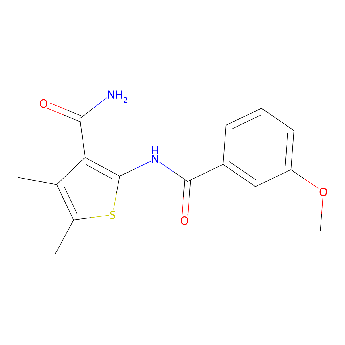 2-(3-Methoxybenzamido)-4,5-dimethylthiophene-3-carboxamide molecular structure, CAS 329935-10-6