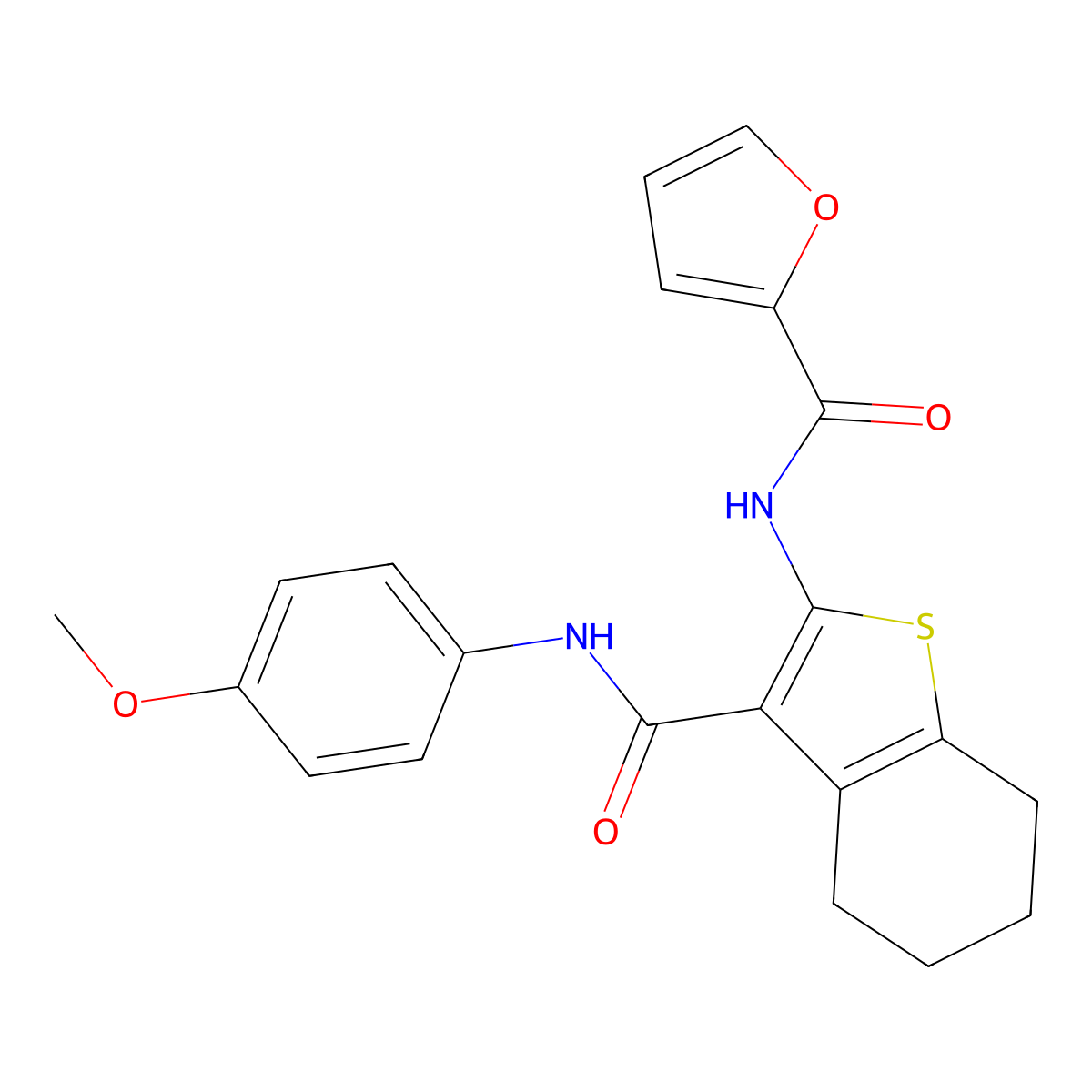 N-[3-[(4-methoxyphenyl)carbamoyl]-4,5,6,7-tetrahydro-1-benzothiophen-2-yl]furan-2-carboxamide molecular structure, CAS 329935-32-2