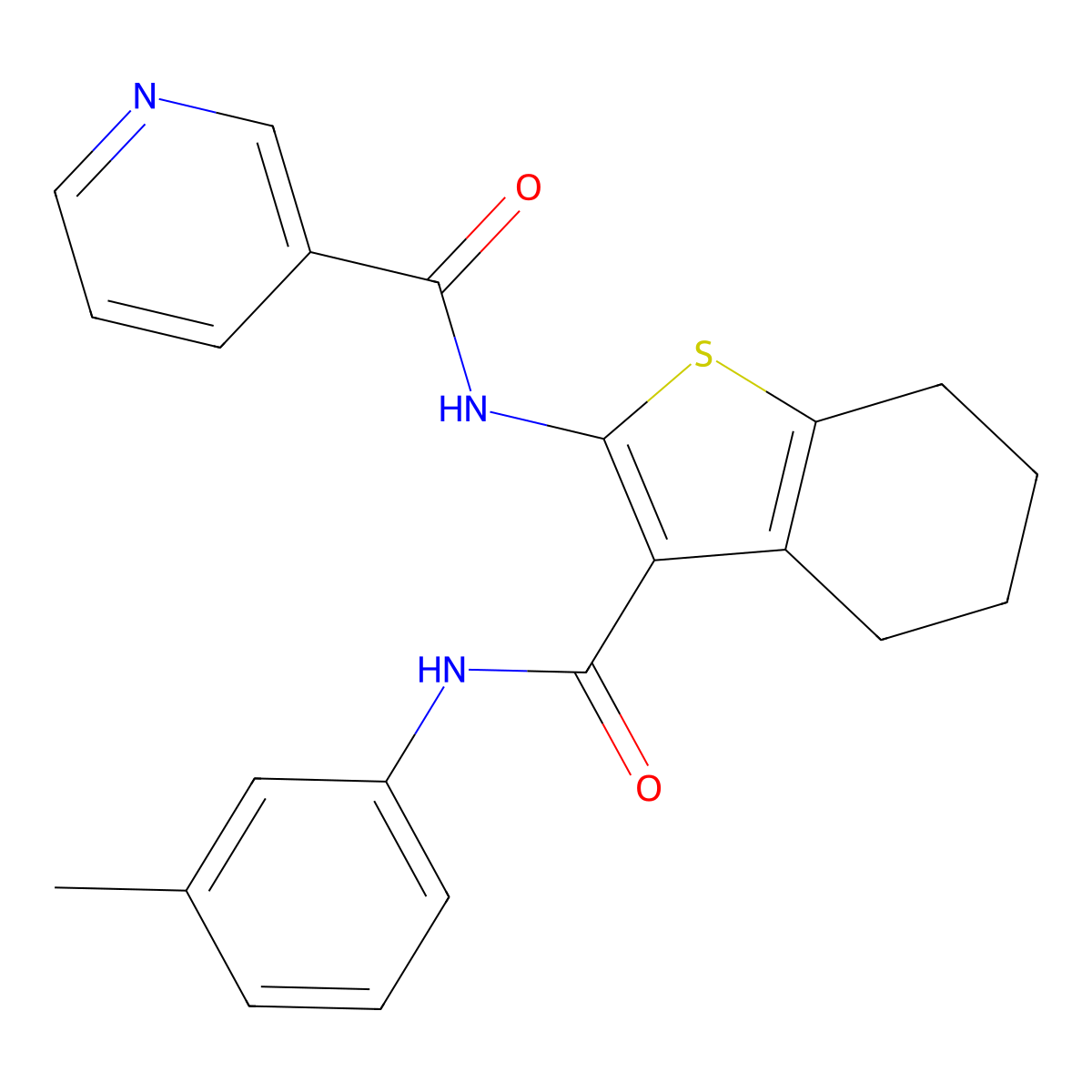 N-[3-[(3-methylphenyl)carbamoyl]-4,5,6,7-tetrahydro-1-benzothiophen-2-yl]pyridine-3-carboxamide molecular structure, CAS 329935-34-4