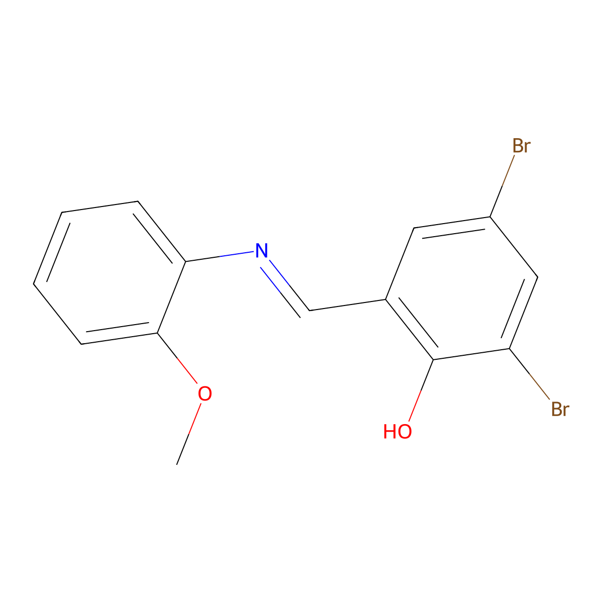 2,4-Dibromo-6-{[(2-methoxyphenyl)imino]methyl}benzenol molecular structure, CAS 329936-52-9