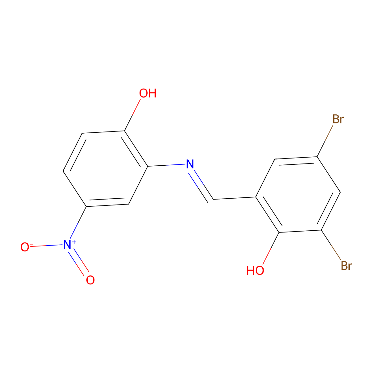 2,4-Dibromo-6-{(E)-[(2-hydroxy-5-nitrophenyl)imino]methyl}phenol molecular structure, CAS 329936-54-1
