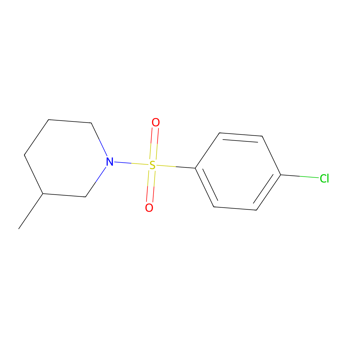 1-[(4-Chlorophenyl)sulfonyl]-3-methylpiperidine molecular structure, CAS 329937-38-4