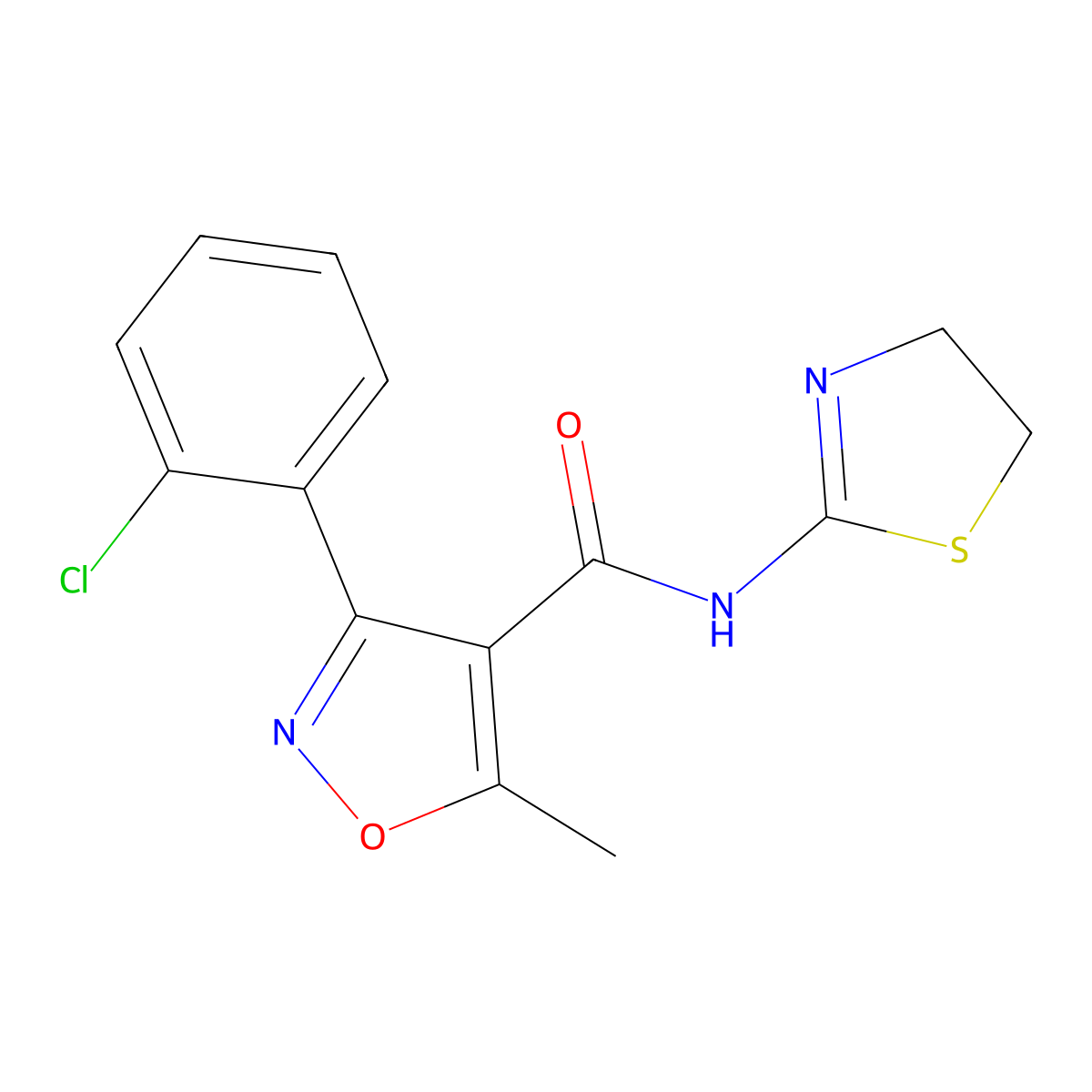 3-(2-chlorophenyl)-N-(4,5-dihydro-1,3-thiazol-2-yl)-5-methyl-1,2-oxazole-4-carboxamide molecular structure, CAS 329938-07-0