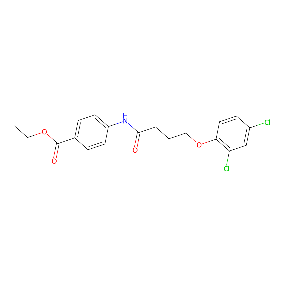 Ethyl 4-{[4-(2,4-dichlorophenoxy)butanoyl]amino}benzoate molecular structure, CAS 329938-35-4