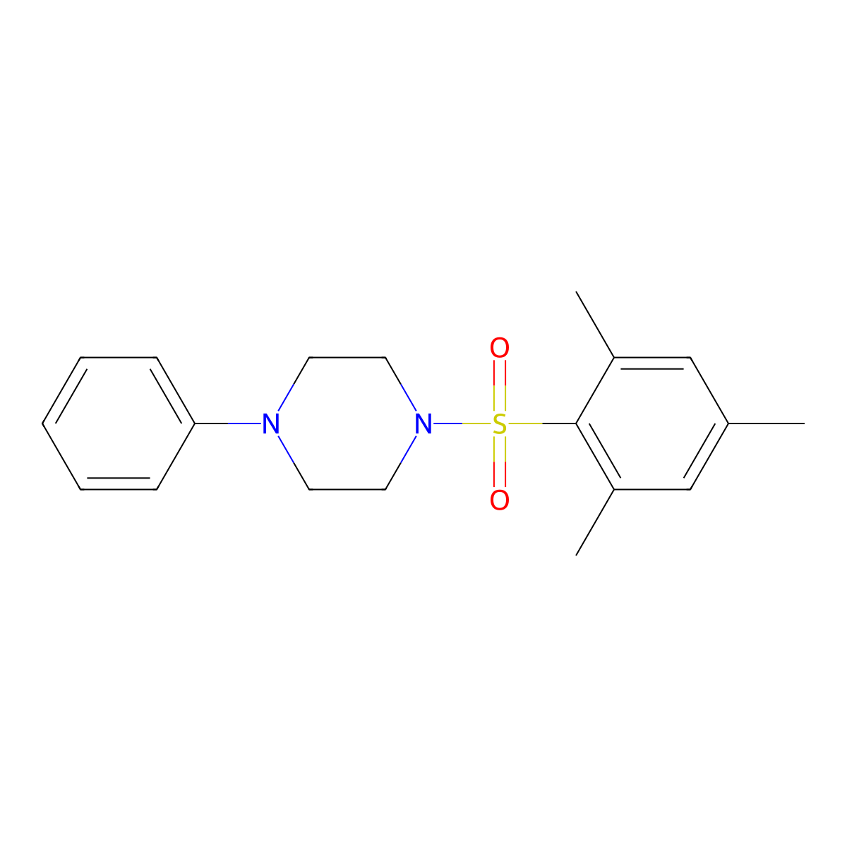 1-(Mesitylsulfonyl)-4-phenylpiperazine molecular structure, CAS 329938-59-2