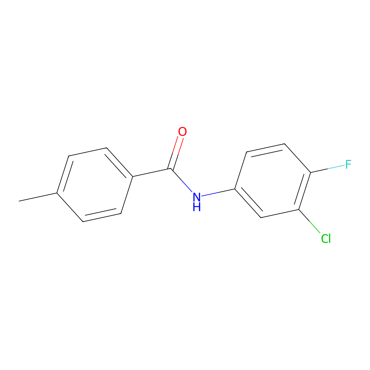 N-(3-chloro-4-fluorophenyl)-4-methylbenzamide molecular structure, CAS 329938-69-4