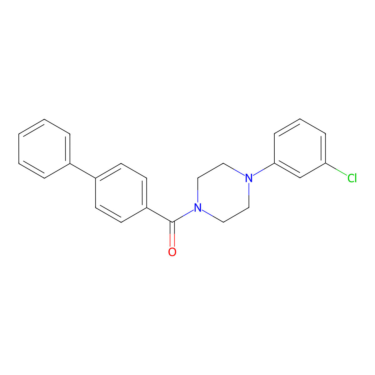 [4-(3-Chlorophenyl)piperazin-1-yl]-(4-phenylphenyl)methanone molecular structure, CAS 329939-13-1