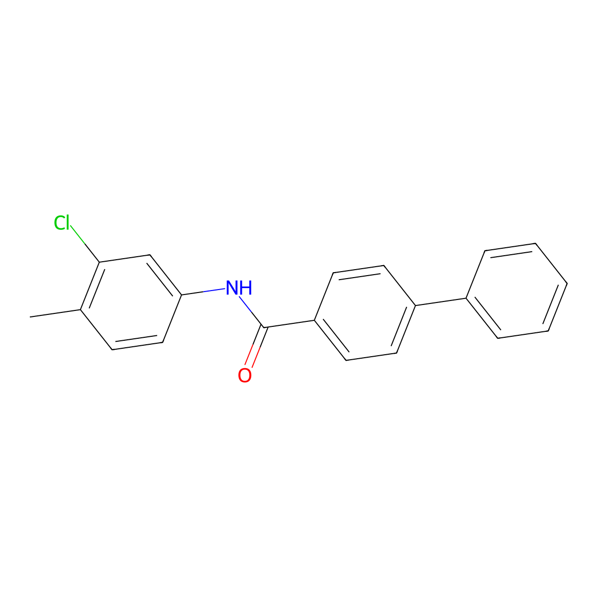 N-(3-chloro-4-methylphenyl)[1,1'-biphenyl]-4-carboxamide molecular structure, CAS 329939-15-3