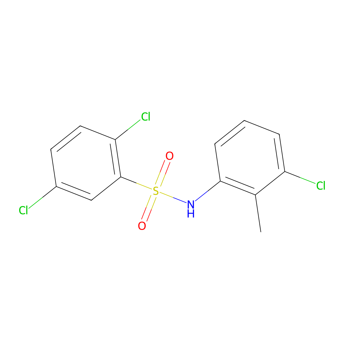 2,5-dichloro-N-(3-chloro-2-methylphenyl)benzenesulfonamide molecular structure, CAS 329939-53-9
