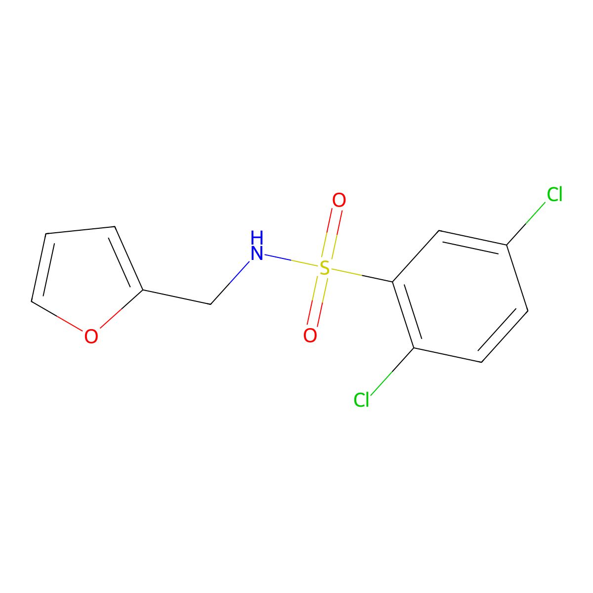 2,5-dichloro-N-(2-furylmethyl)benzenesulfonamide molecular structure, CAS 329939-67-5