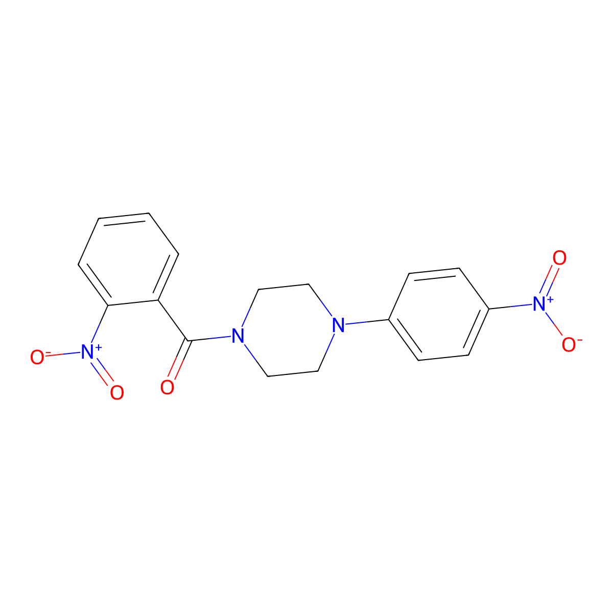 (2-Nitrophenyl)-[4-(4-nitrophenyl)piperazin-1-yl]methanone molecular structure, CAS 329939-80-2