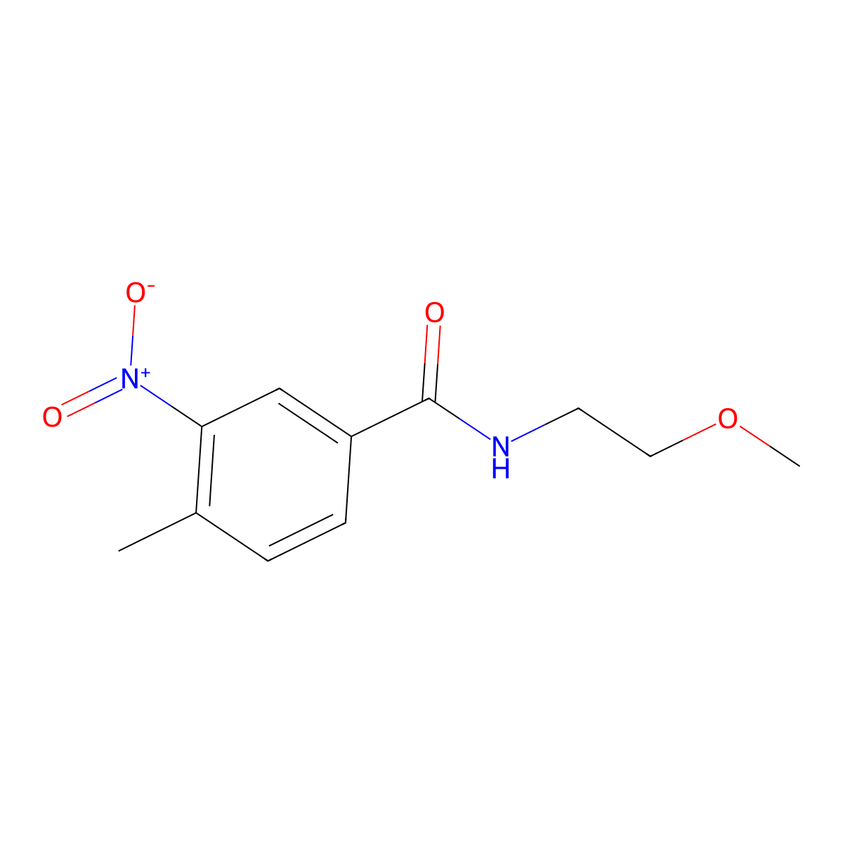 N-(2-methoxyethyl)-4-methyl-3-nitrobenzamide molecular structure, CAS 329940-18-3