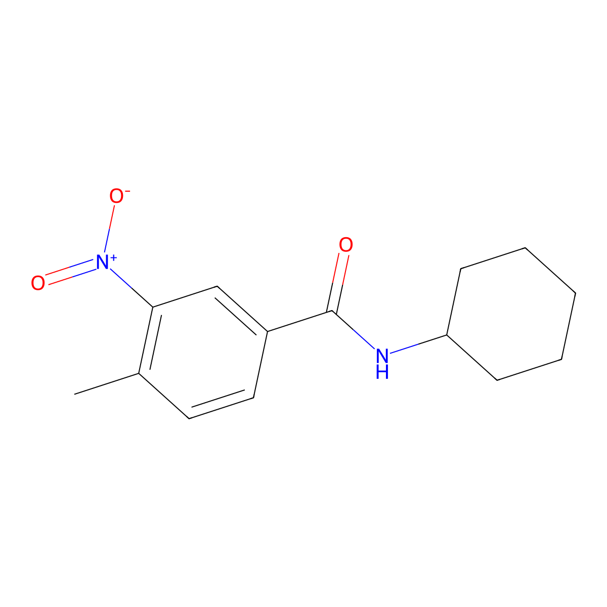 N-cyclohexyl-4-methyl-3-nitrobenzamide molecular structure, CAS 329940-33-2