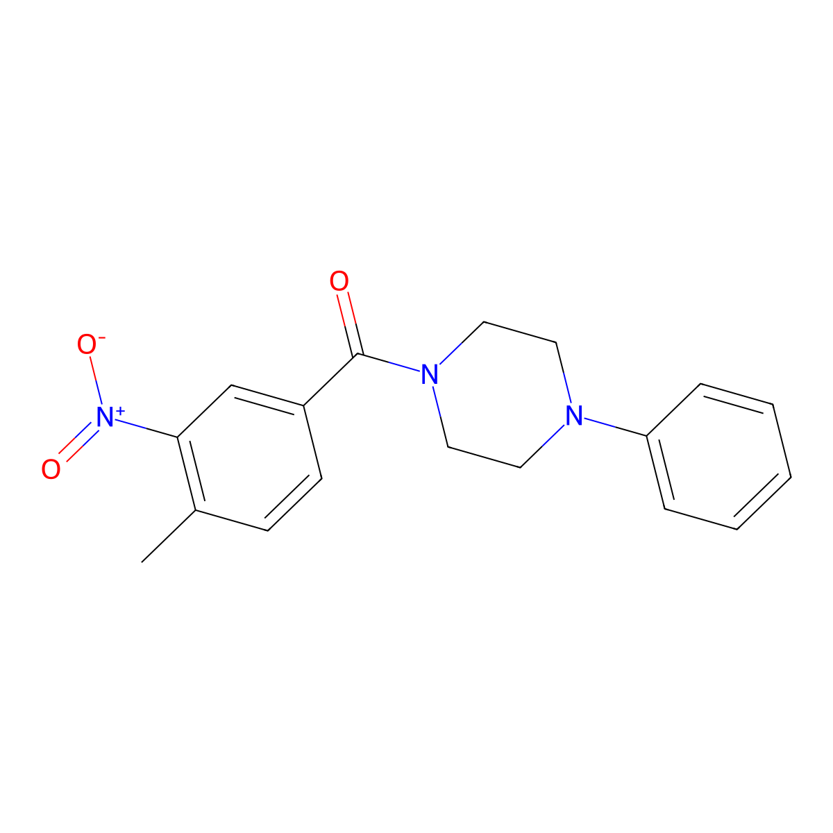 (4-Methyl-3-nitrophenyl)-(4-phenylpiperazin-1-yl)methanone molecular structure, CAS 329940-45-6
