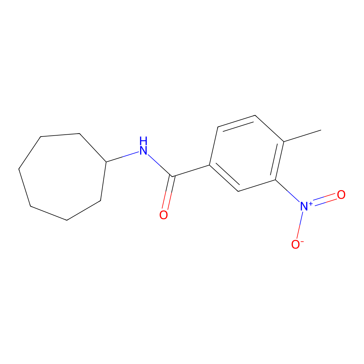 N-cycloheptyl-4-methyl-3-nitrobenzamide molecular structure, CAS 329940-47-8