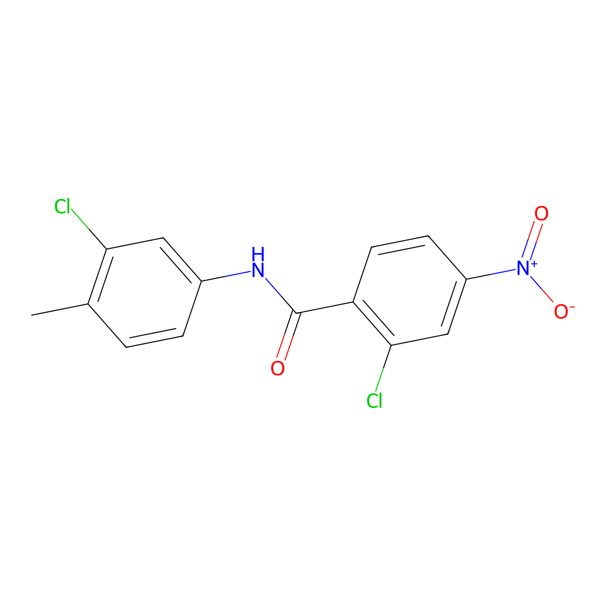 2-chloro-N-(3-chloro-4-methylphenyl)-4-nitrobenzamide molecular structure, CAS 329940-68-3
