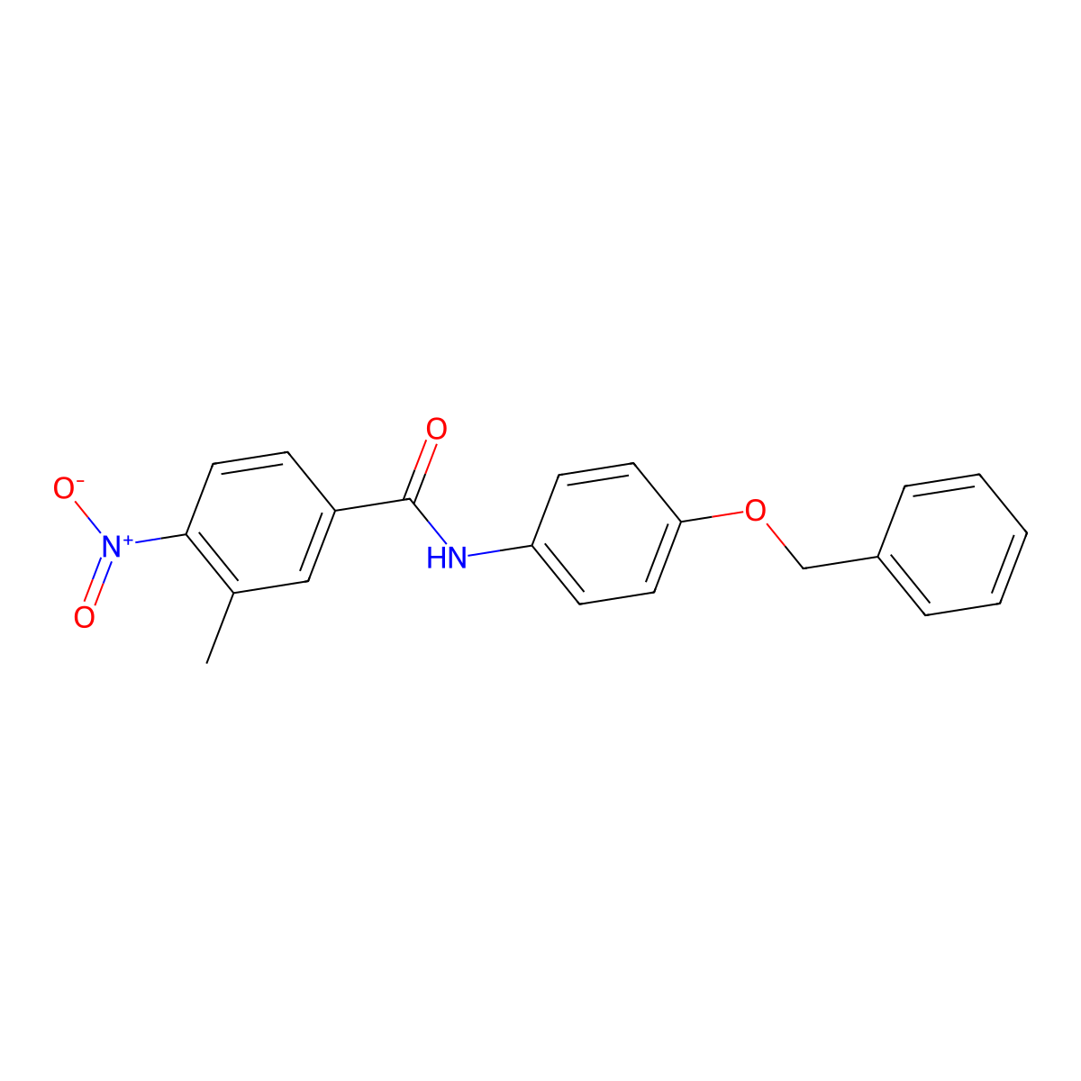 3-methyl-4-nitro-N-(4-phenylmethoxyphenyl)benzamide molecular structure, CAS 329941-02-8