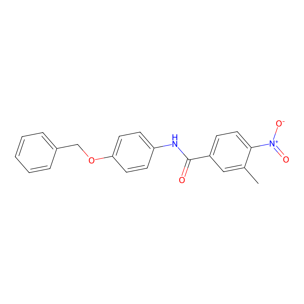 3-methyl-4-nitro-N-(4-phenylmethoxyphenyl)benzamide molecular structure, CAS 329941-02-8