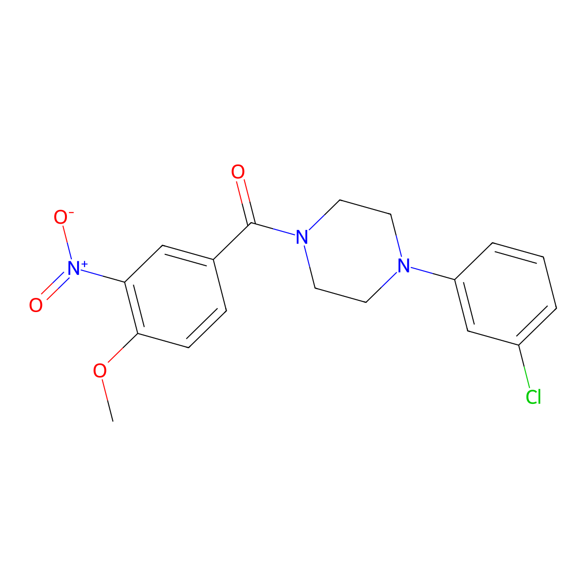 1-(3-Chlorophenyl)-4-{3-nitro-4-methoxybenzoyl}piperazine molecular structure, CAS 329941-20-0