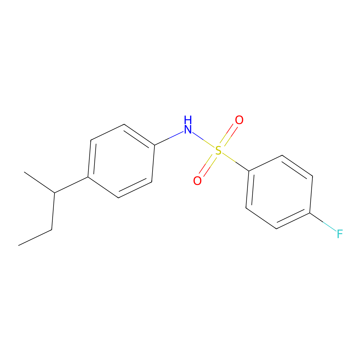 N-[4-(butan-2-yl)phenyl]-4-fluorobenzenesulfonamide molecular structure, CAS 329941-54-0
