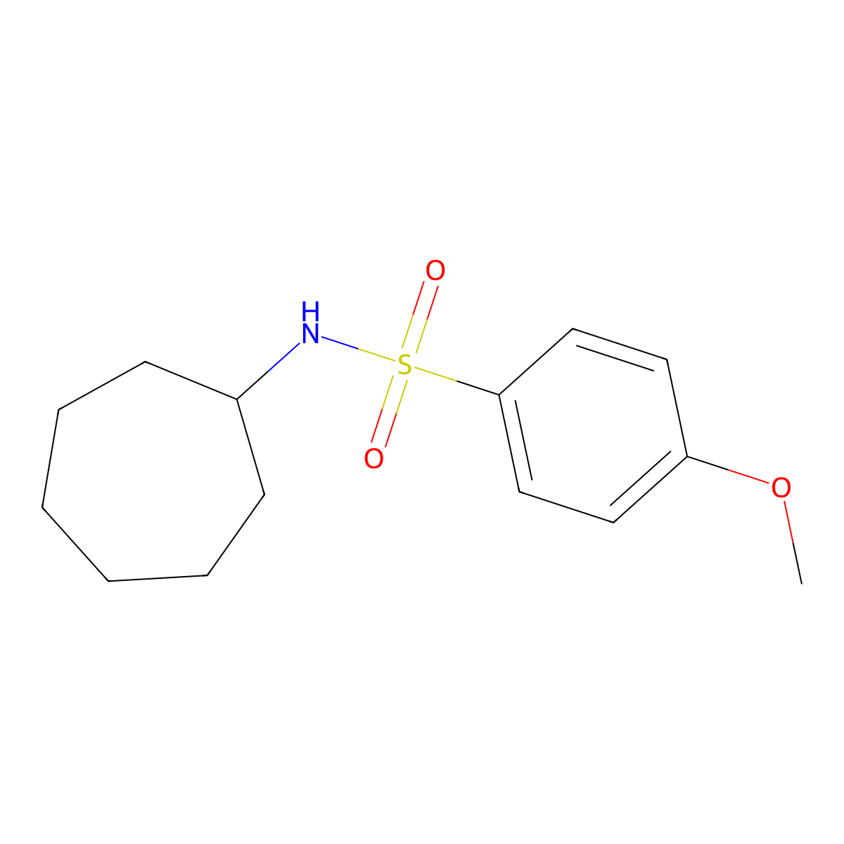 N-cycloheptyl-4-methoxybenzenesulfonamide molecular structure, CAS 329941-74-4