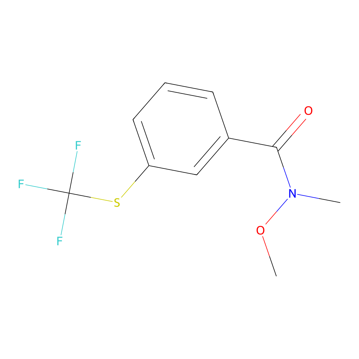 N-Methoxy-N-methyl-3-[(trifluoromethyl)sulphanyl]benzamide molecular structure, CAS 329942-52-1