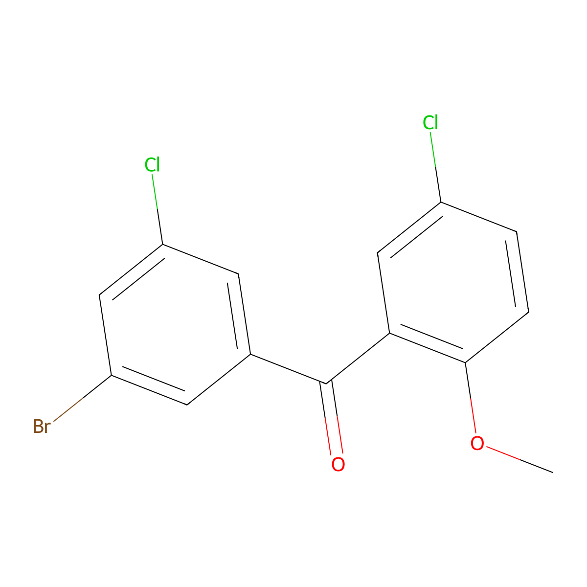 (3-Bromo-5-chlorophenyl)(5-chloro-2-methoxyphenyl)methanone molecular structure, CAS 329944-59-4