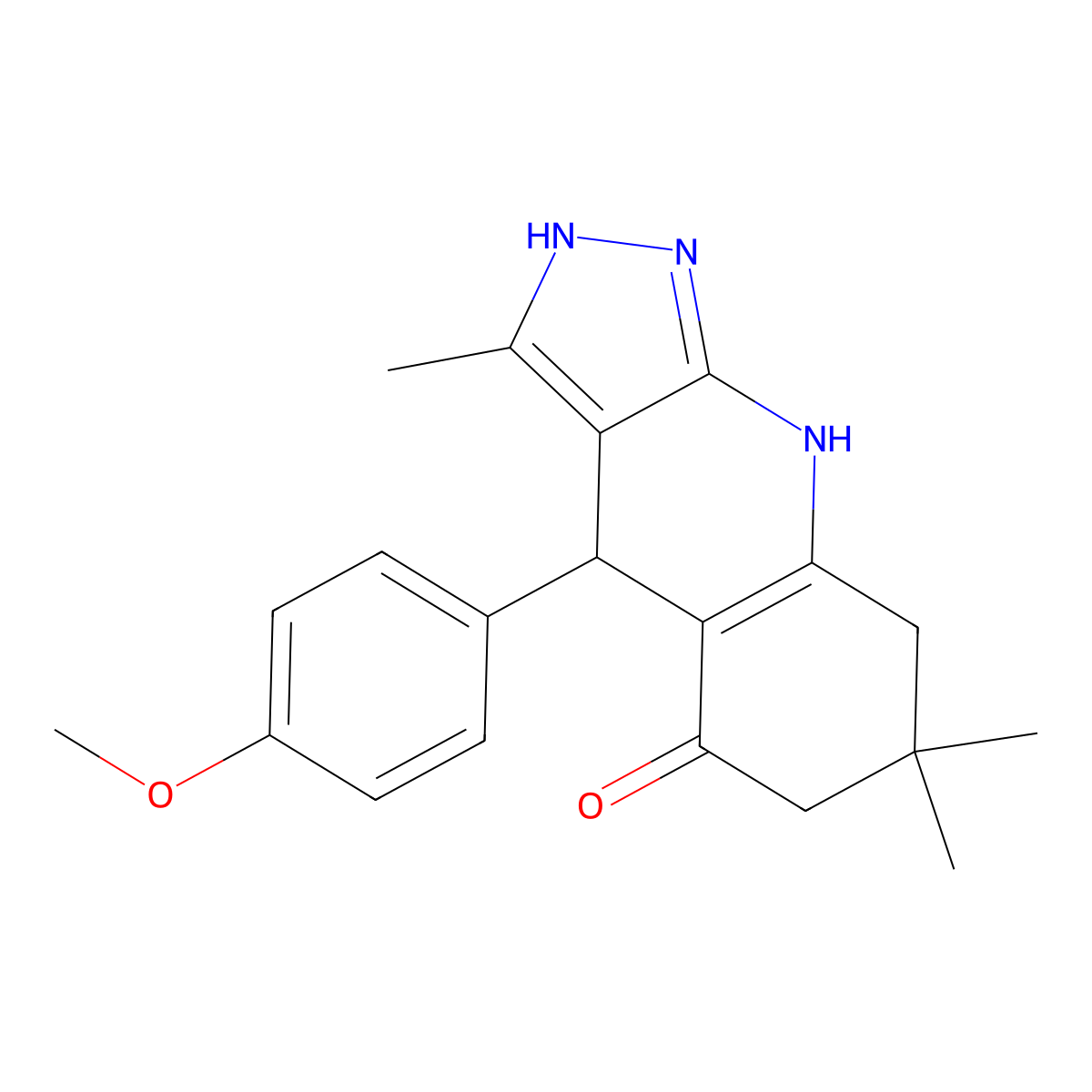 4-(4-methoxyphenyl)-3,7,7-trimethyl-2,4,6,7,8,9-hexahydro-5H-pyrazolo[3,4-b]quinolin-5-one molecular structure, CAS 329978-00-9