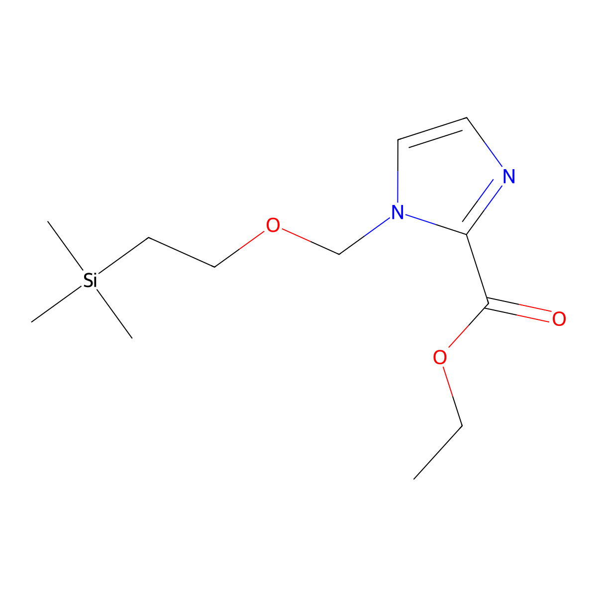ethyl 1-((2-(trimethylsilyl)ethoxy)methyl)-1H-imidazole-2-carboxylate molecular structure, CAS 329984-05-6