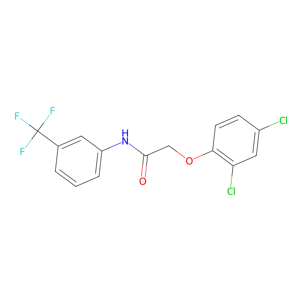 2-(2,4-dichlorophenoxy)-N-[3-(trifluoromethyl)phenyl]acetamide molecular structure, CAS 330-61-0