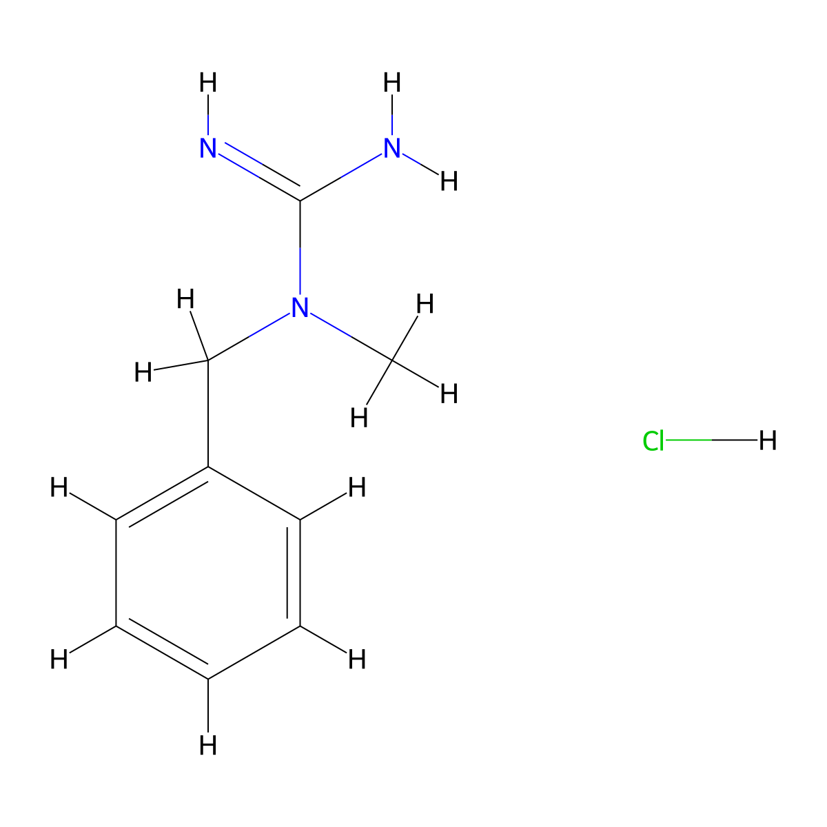 Guanidine, 1-benzyl-1-methyl-, monohydrochloride molecular structure, CAS 330-69-8