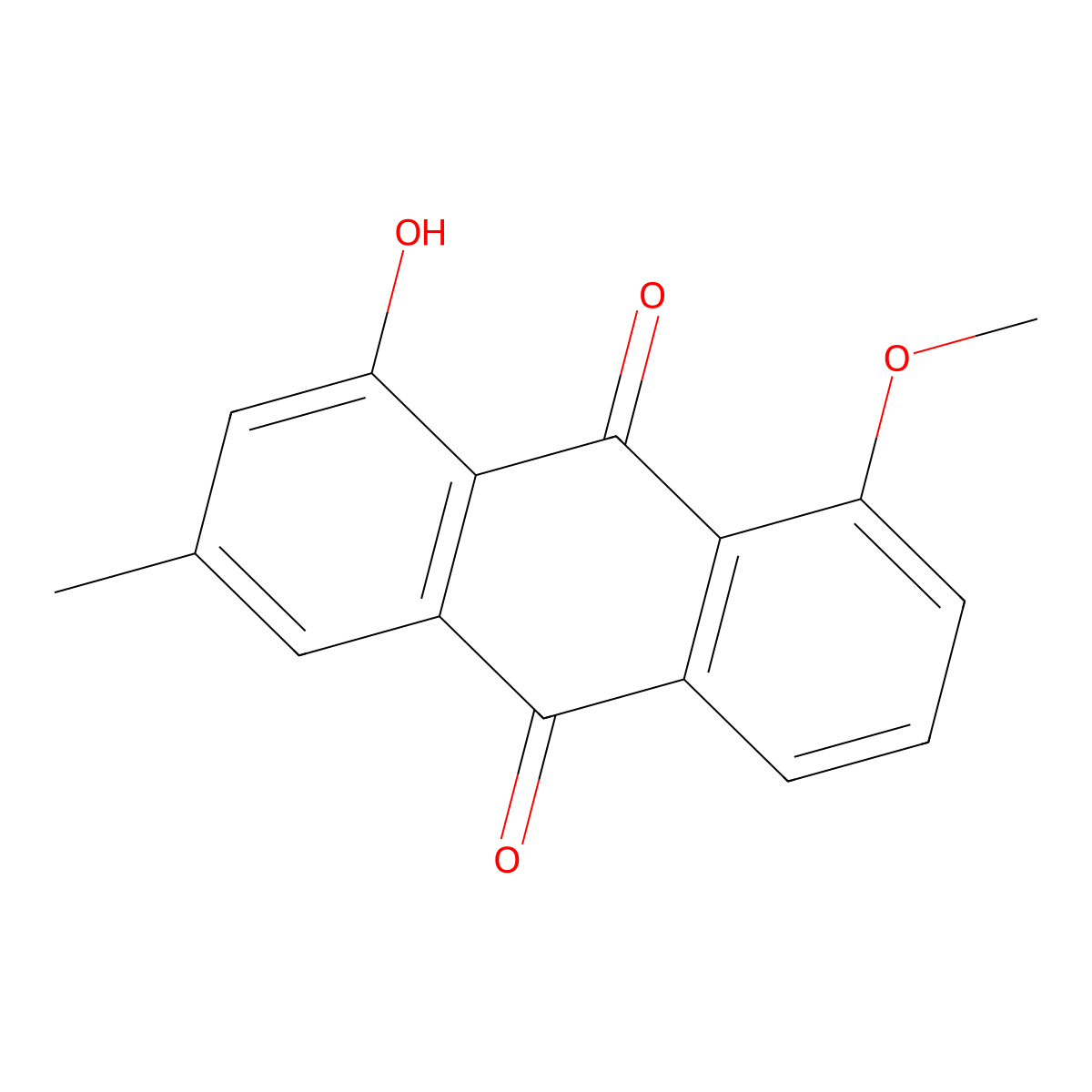 1-Hydroxy-8-methoxy-3-methylanthracene-9,10-dione molecular structure, CAS 3300-25-2