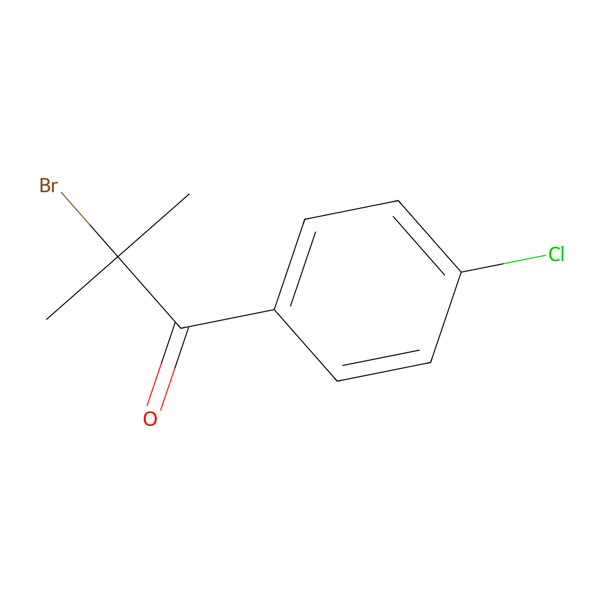 2-Bromo-1-(4-chlorophenyl)-2-methylpropan-1-one molecular structure, CAS 33000-64-5