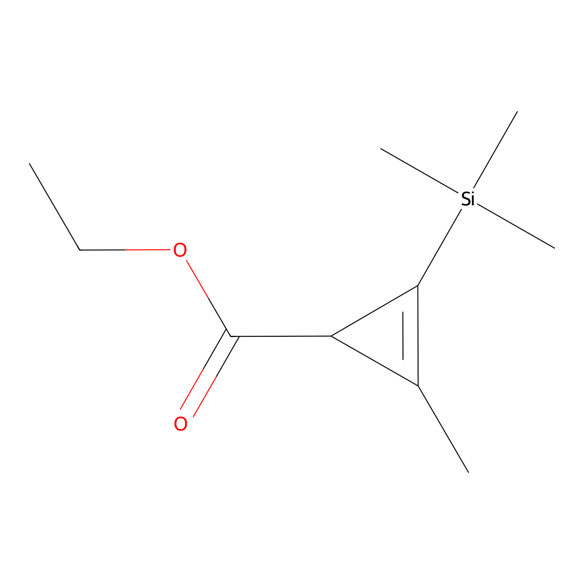Ethyl 2-methyl-3-(trimethylsilyl)cycloprop-2-ene-1-carboxylate molecular structure, CAS 33002-26-5