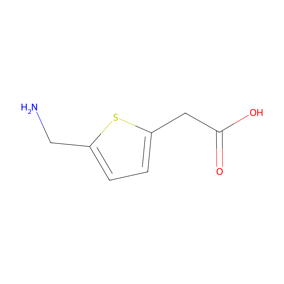 2-[5-(Aminomethyl)thiophen-2-yl]acetic acid molecular structure, CAS 33004-98-7