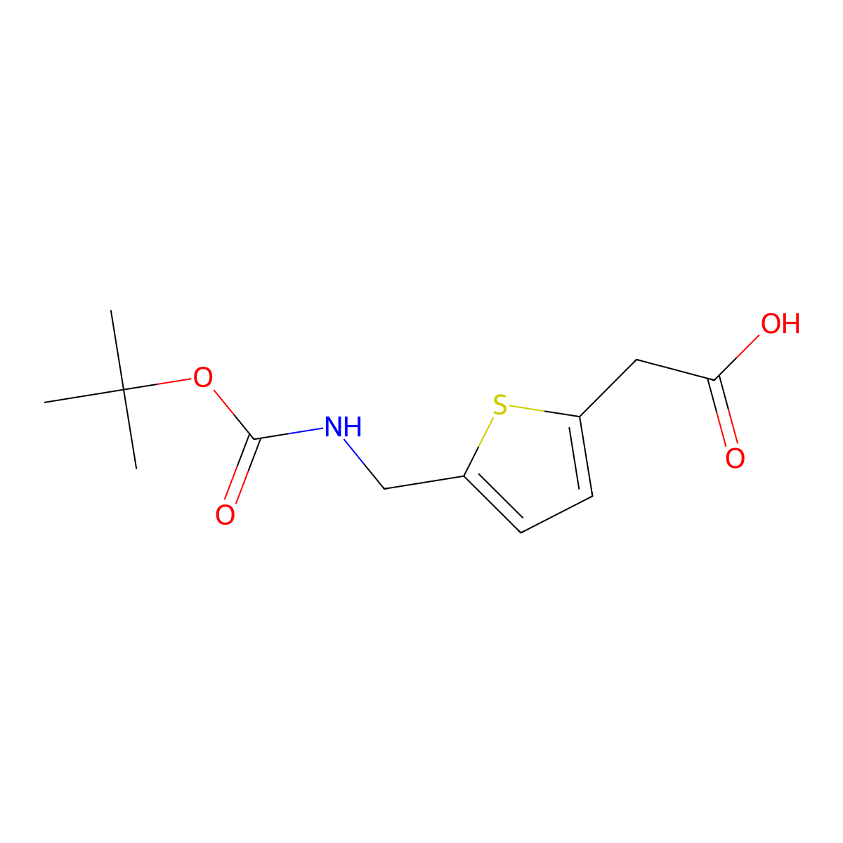 2-[5-({[(Tert-butoxy)carbonyl]amino}methyl)thiophen-2-yl]aceticacid molecular structure, CAS 33004-99-8